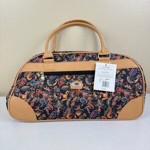 NWT Gloria Vanderbilt Rolling Wheeled Travel Duffle Bag with Floral Print